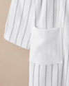 Mono Stripe %100 Pamuk Bornoz L-XL Beyaz - Gri