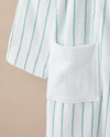Mono Stripe Pamuk Bornoz Beyaz - Yeşil