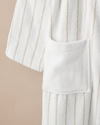 Mono Stripe Pamuk Bornoz S-M Beyaz - Bej