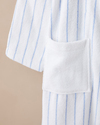 Mono Stripe Pamuk Bornoz S-M Beyaz - Mavi