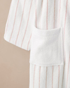 Mono Stripe Pamuk Bornoz S-M Beyaz - Pembe