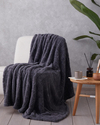 Natural Checkers Jakarlı Wellsoft Tv Battaniye 120x160 cm Antrasit