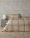 Natural Plaid Kolay Ütülenir Tek Kişilik Nevresim Takımı 160x220 cm Koyu Bej