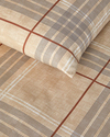 Natural Plaid Kolay Ütülenir Tek Kişilik Nevresim Takımı 160x220 cm Koyu Bej