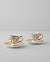 Nostalgic Grace New Bone China 4 Parça 2 Kişilik Kahve Fincan Takımı 100 ml Sarı - Mavi