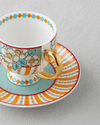 Nostalgic Grace New Bone China 4 Parça 2 Kişilik Kahve Fincan Takımı 100 ml Sarı - Mavi