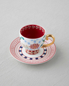 Nostalgic Wildflower New Bone China 4 Parça 2 Kişilik Kahve Fincan Takımı 100 ml Mavi – Bordo