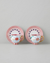 Nostalgic Wildflower New Bone China 4 Parça 2 Kişilik Kahve Fincan Takımı 100 ml Mavi – Bordo