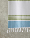 Nova Pamuklu Saçaklı Plaj Havlusu 90x150 cm Ekru-Yeşil-Sarı
