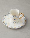 Opto New Bone China 12 Parça 6 Kişilik Kahve Fincan Takımı 100 ml Koyu Mavi-Beyaz