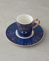 Opto New Bone China 12 Parça 6 Kişilik Kahve Fincan Takımı 100 ml Koyu Mavi-Beyaz