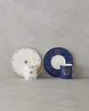 Opto New Bone China 12 Parça 6 Kişilik Kahve Fincan Takımı 100 ml Koyu Mavi-Beyaz