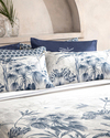 Palm Toile Baskılı Çift Kişilik Pike Takımı Indigo