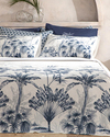 Palm Toile Baskılı Çift Kişilik Pike Takımı Indigo