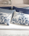 Palm Toile Baskılı Çift Kişilik Pike Takımı Indigo