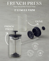 Pansy Borosilikat French Press 400 ml Siyah