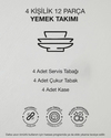 Parma Porselen Yemek Takımı 12 Parça 4 Kişilik Silver