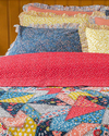 Patchy Florets Patchwork Tek Kişilik Çok Amaçlı Örtü Kırmızı