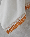Petite Checked Pamuklu Kroşeli Yüz Havlusu 50x80 cm Ekru-Sarı