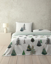 Pine Serenity Dijital Baskılı Soft Cotton Çift Kişilik Nevresim Takımı Yeşil