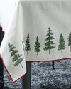Pine Tree Forest Pamuk Masa Örtüsü Krem