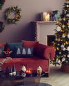 Pine Tree Punch Nakışlı Dekoratif Kırlent Koyu Gri