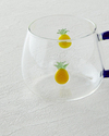 Pineapple Borosilikat Cam Kupa 400 ml Sarı-Lacivert