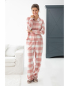 Pink Plaid Flanel Kadın Pijama Takımı M Pembe