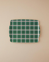 Plaid Lines Melamin Kaydırmaz Tepsi Yeşil