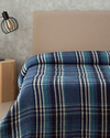 Plaid Waffle Scotch Tek Kişilik Battaniye Mavi