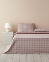 Plain Check Kolay Ütülenir Tek Kişilik Nevresim Seti 160x220 cm Açık Mürdüm