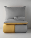 Plain Pamuk Çift Kişilik Nevresim Takımı 200x220 cm Gri-Sarı