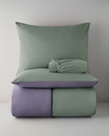 Plain Pamuk King Size Nevresim Takımı 240x220 cm Yeşil-mor
