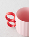 Playful Loop Seramik Kupa 350 ml Kırmızı-Pembe