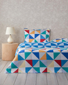Playful Triangles Çok Amaçlı Tek Kişilik Yatak Örtüsü Takımı 160x220 cm Yeşil