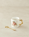 Presents New Bone China Kaşıklı Kupa 360 ml Kırmızı - Yeşil