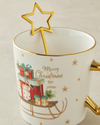 Presents New Bone China Kaşıklı Kupa 360 ml Kırmızı - Yeşil