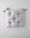 Puff Ponponlu Tekli Sandalye Minderi 40x40 cm Açık Gri