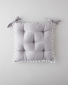Puff Ponponlu Tekli Sandalye Minderi 40x40 cm Açık Gri