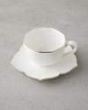 Pure Form New Bone China 12 Parça 6 Kişilik Kahve Fincan Takımı 90 ml Beyaz-Gold