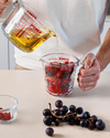 Pyrex Cam Kapaklı Ölçü Kabı 1 Litre Kırmızı
