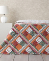 Quatro Patchwork Tek Kişilik Çok Amaçlı Örtü 160x220 cm Terracotta