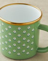 Retro Floral Emaye Kupa 350 ml Yeşil