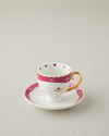 Retro Flowery New Bone China 4 Parça 2 Kişilik Kahve Fincan Takımı 100 ml Beyaz - Bordo