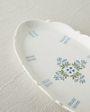 Retro Paisley New Bone China Kayık Tabak 26 cm Beyaz - Mavi