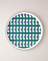 Retro Plaid Emaye Tepsi 31 cm Lacivert – Yeşil