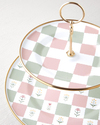 Retro Pure Emaye Katlı Servis 21x29 cm Pembe - Yeşil