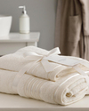 Romantic Stripe Floşlu Pamuklu Banyo Havlusu Takımı Ekru