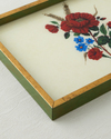 Rose Stitch Cam Dekoratif Tepsi 30x42 cm Kırmızı - Bej