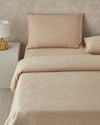 Royal Scroll Jakarlı Pamuk Saten King Size Nevresim Takımı 240x220 cm Antik Gold